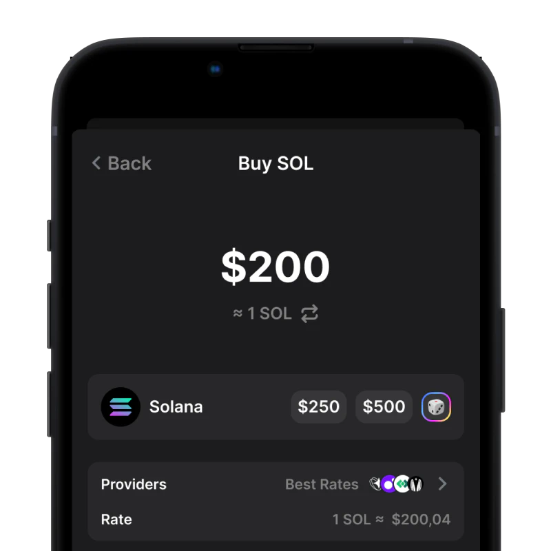 Buy cryptocurrency with credit card using Gem Wallet fiat on-ramp feature