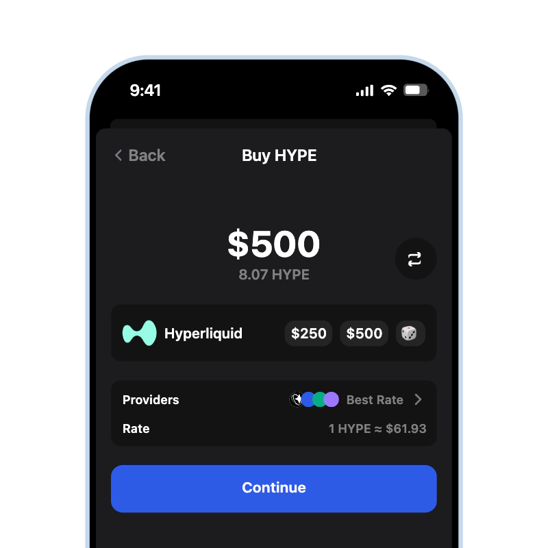 Buy Hyperliquid (HYPE) with credit card using gem wallet
