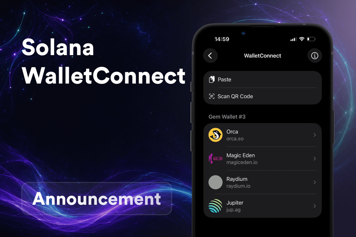 Gem Wallet Adds WalletConnect on Solana: Direct Access to DeFi, NFTs, and Memecoins