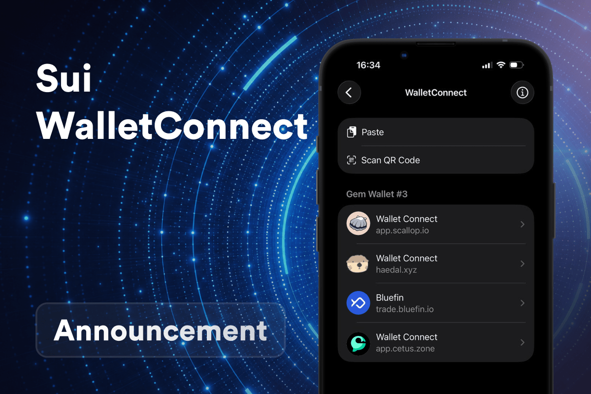 Gem Wallet Supports WalletConnect on Sui: Trade, Lend, and Stake Onchain