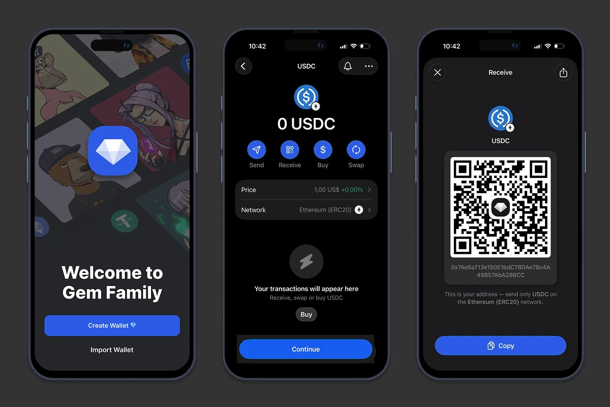 Create a USDC Wallet in Gem Wallet