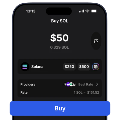 Buy cryptocurrency with credit card using Gem Wallet fiat on-ramp feature