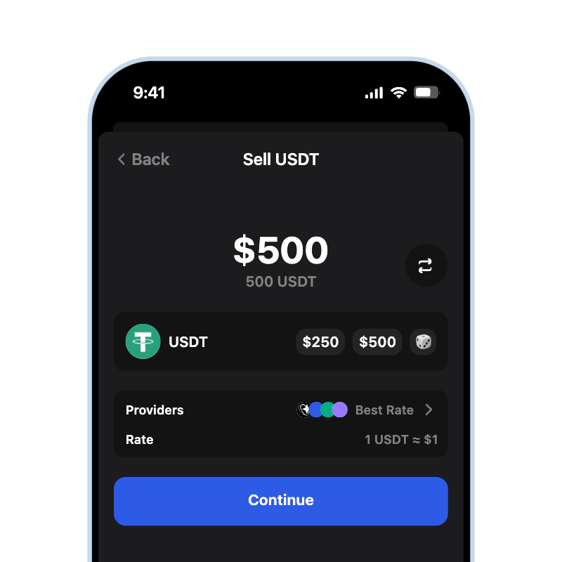 Sell USDT (USDT) for cash using Gem Wallet