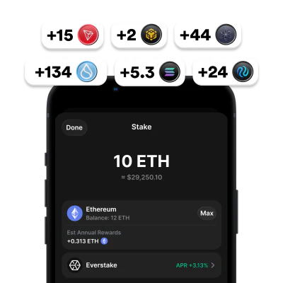 Gem Wallet cryptocurrency staking rewards and yield farming interface