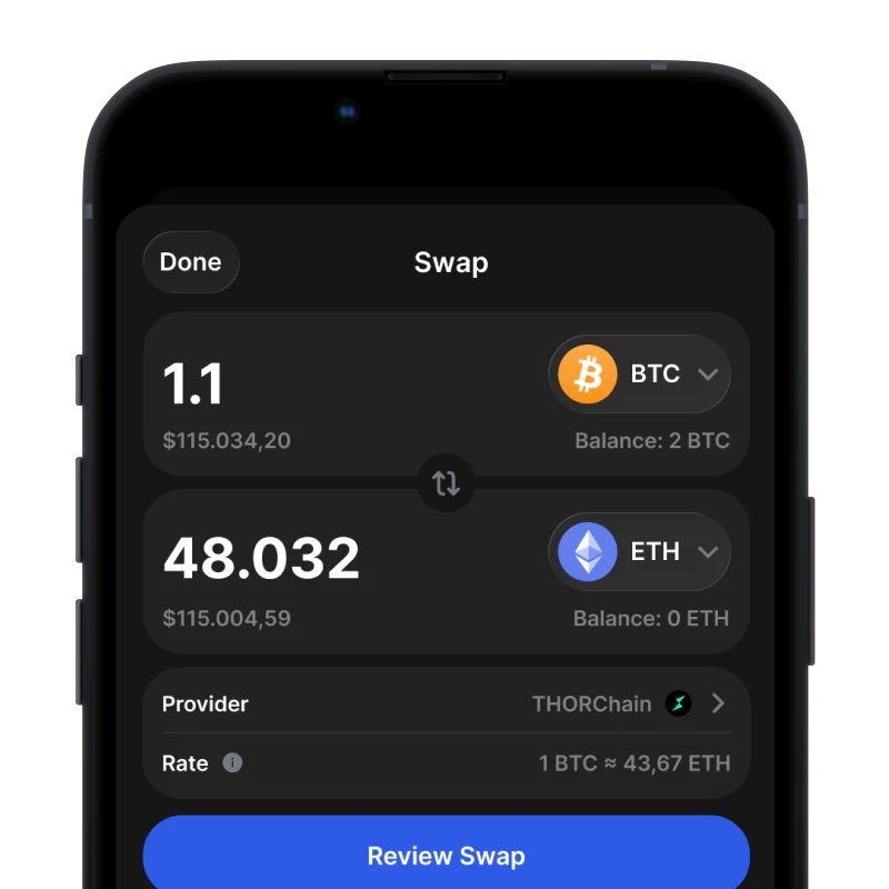 Gem Wallet cryptocurrency exchange and cross-chain swap interface
